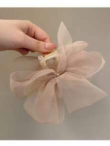 1 件薄纱材质时尚蝴蝶结发夹，适合搭配连衣裙的发饰，朋友礼物发夹爪夹发夹发夹发夹发夹发夹，休闲秋冬度假装女士 - 彩色 - 查看 9