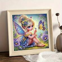 1 套 DIY 5D 水晶钻石画套装 - 迷人的鲜艳蝴蝶和花卉图案，带有特殊形状的水钻，是送给女儿的完美手工礼物，闪闪发光的墙壁艺术装饰，无框，11.8x11.8 英寸