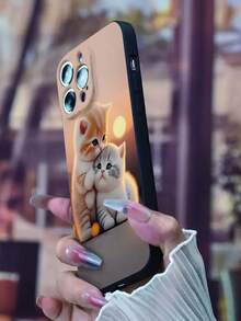 Tương thích với iPhone 16/15 Pro Max/16/16 Pro/16 Pro Max/16E, iPhone 14 cao cấp mới, 13 chống rơi, 12 mèo tình yêu, 11 tối giản, 8 Plus dễ thương, 7 cá nhân hóa, XR, XS ốp điện thoại mềm bảo vệ Unisex - màu đen - Xem 5