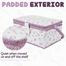 Local Delivery-Large Wooden Sewing Box With Accessories Sewing Storage And Organizer With Complete Sewing Kit Tools, White Purple Sewing Basket With Removable Tray And Tomato Pincushion For Sewing Mending - Classic Mauve - View 6