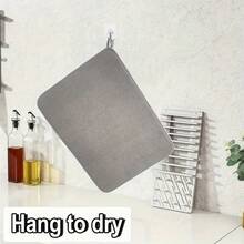1pc Kitchen Dish Drying Mat, Super Absorbent Microfiber, Countertop Pad, Non-Slip & Heat Resistant, Draining Mat, Cabinet Liner, Bathroom Rug,Non-Slip Kitchen Mats For Sink Side, Natural And Hygienic Kitchen Essential For Home And Kitchen Room Decor, Part Of Your Cozy Fall& Winter Styles And Christmas Decorations - Multicolor - View 5