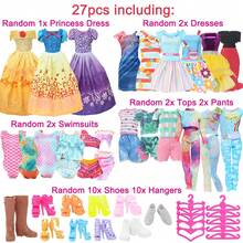 27pcs Doll Clothing And Accessories Set For Ages 6-8, Includes Princess Dress, Fashion Outfits, Swimwear, Tops, Pants, Shoes, Hangers - Fits 11.5" Dolls, Ideal Toy House DIY Gift For Christmas & Birthdays (Doll Not Included)