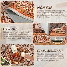 Homore Area Rugs For Living Room Boho Rug With Non-Slip Backing Machine Washable Carpet Low Pile Room Rug For Bedroom  Playroom Kitchen Dining Room Home Office - 橘色 - 查看 6