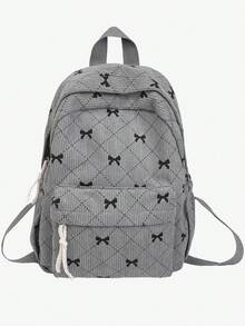 Grand sac à dos pour femme, design minimaliste avec nœud, polyvalent et ; sac de maternité en velours côtelé compact et casual, convient aux étudiantes, sac à dos mignon avec nœud, fournitures scolaires, sac d'école, sac de rentrée scolaire, sac à dos grande capacité, sac d'étudiant, sac de rentrée, grande capacité, léger, portable - Multicolore - Voir 16