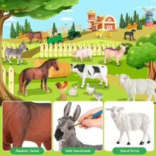 Realistic Farm Animal Figurines Toys Set, Plastic Learning Educational Playset Animal Themed Party Supplies For Easter Egg Birthday Christmas,Farm World - Pig, Goose, Chicken, Duck, Dairy Cow, Donkey, Water Buffalo, Sheep, Rabbit, Dog, Cat, Parrot Farm Animal Toys For Kids Girls Boys Ages 3+
