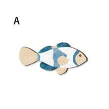 4 Peças Conjunto de Decoração de Parede de Peixes de Madeira, Decoração Costeira, Decoração Náutica Suspensa de Madeira, Decoração de Parede Suspensa para Banheiro, Decoração de Ambiente, Decoração de Verão para Casa, Praia