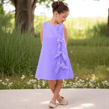 Children's Dress Blogger Elegant Charming Girl Details In Bows On The Sides Fashion Look Light Perfect Comfortable Sophisticated Party Outing Gift Usual Fashion Comfortable Mini Diva Loose  Delicate Versatile Practical Photo Shoot Fashion Skirt Flared - 紫丁香色 - 查看 3