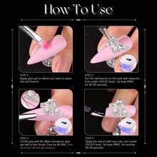 5 件 3D 蝴蝶指甲饰物，金色、银色闪亮奢华宝石，水晶钻石珠宝耳钉配水钻，用于指甲设计，美甲装饰套装，适用于丙烯酸指甲 - 彩色 - 查看 9