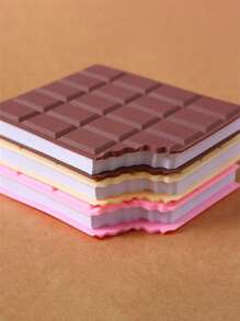 1pc Chocolate-Shaped/Bitten Cookie Sticky Notes With Matte Surface, Square Grid Pages, And Portable Chocolate Bar Shaped Notepad Design, Creative Mini Memo Pad With Chocolate And Cookie Scents, Chocolate-Shaped Memo Notes - Creative Sticky Notes For Reminders, Bookmarks, Office Supplies,School Supplies,Back To School