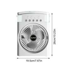 1 pieza Ventilador eléctrico multifuncional pequeño con pulverizador humidificador, de alto flujo de aire, para escritorio, estudiantes, dormitorios u oficina
