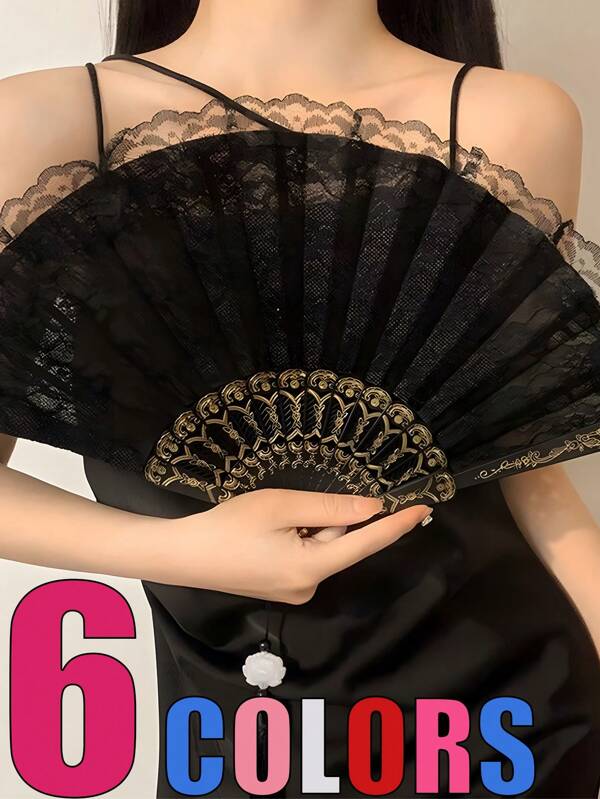 1/2/3pcs Lace Hand Fans, Chinese Vintage Style Hand Fan For Women, Flower Lace Handheld Folding,Fans For Line Dancing,Fan For Wedding Decoration Dancing Party, Festival Costume Accessories Summer Cooling,Beach,Travel