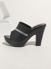 Modische Damen Pantoletten mit dickem hohem Absatz, wasserfeste Plateau Peeptoe Slip-On Sandalen, Neuerscheinungen Sommer 2025