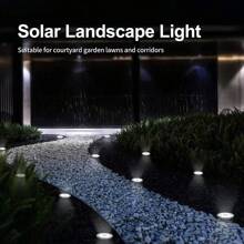 8 LED Solar Powered Pathway Lights, Smart Light Sensor + Automatic Day/Night Switch, Zero Electricity Lighting, IP65 Waterproof, Stainless Steel Material, Suitable For Garden, Pool, Stairs Decoration
