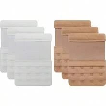 4 extensores de sujetador con ganchos, extensores de correa suaves, elásticos y cómodos - Blanco/Color piel - Paquete de 6 piezas - Ver 1