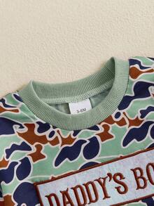 Baby Boy Camouflage Romper  Long Sleeve Crewneck Jumpsuit  Infant Autumn Outfit  Casual Toddler Clothes - Green - View 4