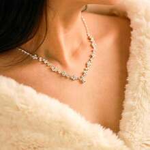 Wedding Silver Necklace And Earring Set Bridesmaid Jewelry Set Rhinestone Necklace For Women NK1431 - As Pic - View 3