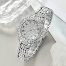 7pcs Women's Watches Fashion Digital Scale Dial Rhinestone Quartz Watch Round Hands Women's Watches & Jewelry Accessories Rhinestone Necklace Bracelet Earrings Ring Set Party Wedding Gift Beach Vacation Valentine Gift
