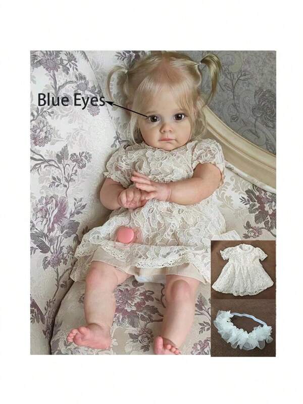 Realistic Reborn Baby Doll Soft Newborn Baby Doll Girl Toy Gift Doll,Reborn Baby Doll Silicone Full Body Lifelike Dolls For Baby Gift Doll With Hairband & White Dress