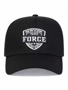 1 件男士刺绣棒球帽，户外运动网帽