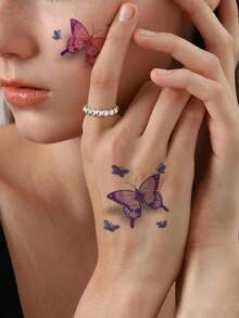 30 pegatinas de tatuajes temporales, exquisitos y realistas en 3D de mariposas de colores y diseño en inglés, adecuados para dedos, muñecas y pequeñas partes del Body, a prueba de agua y duraderos para mujeres