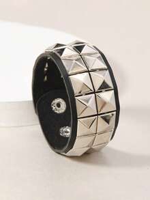 1 件休闲时尚朋克多色方形铆钉手链，男女适用，街头风格夜总会万圣节配饰，简约皮革首饰，展现独特个性 - 彩色 - 查看 15