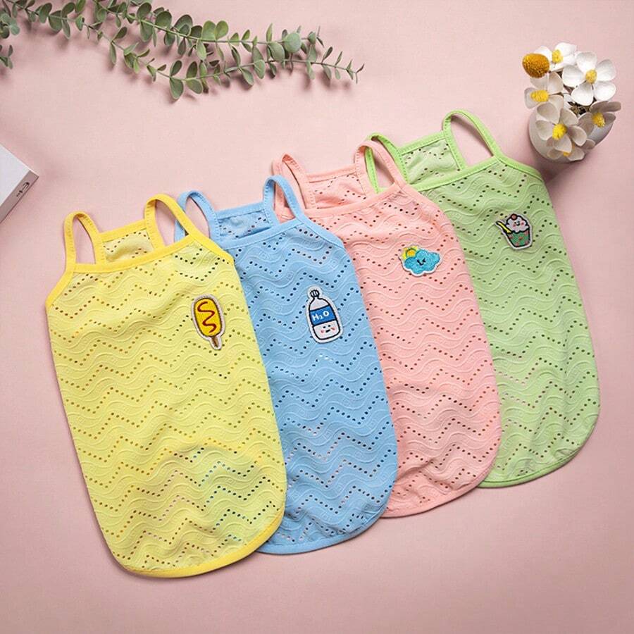 1pc Lightweight Breathable Mesh Sleeveless Dog Clothes, Suitable For Small/Medium Pets, Spring/Summer