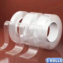 1 Roll/3 Rolls Heavy Duty Double-Sided Installation Tape, Reusable Seamless Nano Adhesive Strips, Multipurpose Removable And Washable Strong Tape, Suitable For Home Use