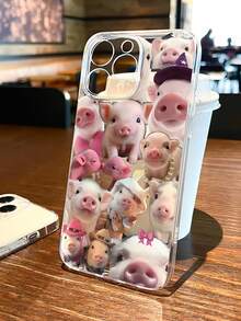 1pc & Unique Pig Collage Graphic Transparent TPU Full Body Shockproof Anti-Fingerprint Phone Case, Compatible With IPhone 16 Pro/16 Plus, 15/15 Pro Max/15 Pro, 11/12/13/14 Pro Max, 11 Pro/11 Pro Max, 12 Pro/12 Pro Max, 13 Pro/13 Pro Max, 14 Pro/14 Pro Max, Galaxy, Soft Shell, High-End Creative Design