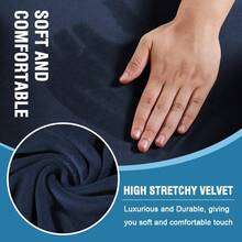Sofa Cover 3 Piece T Cushion Loveseat Slipcovers Thick Velvet Couch Cover Stretch T Cushion Sofa Covers For 2 Cushion Couch With 2 Individual T Cushion Covers Washable, Stone Blue - 海軍 - 查看 3