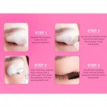 Lash Shampoo Kit Eyelash Extension Cleanser 60ml + Rinse Bottle + Brushes Eyelash Shampoo For Lash Extensions Natural Lashes Profional Home Use Lash Shampoo Kit - Pink - View 7