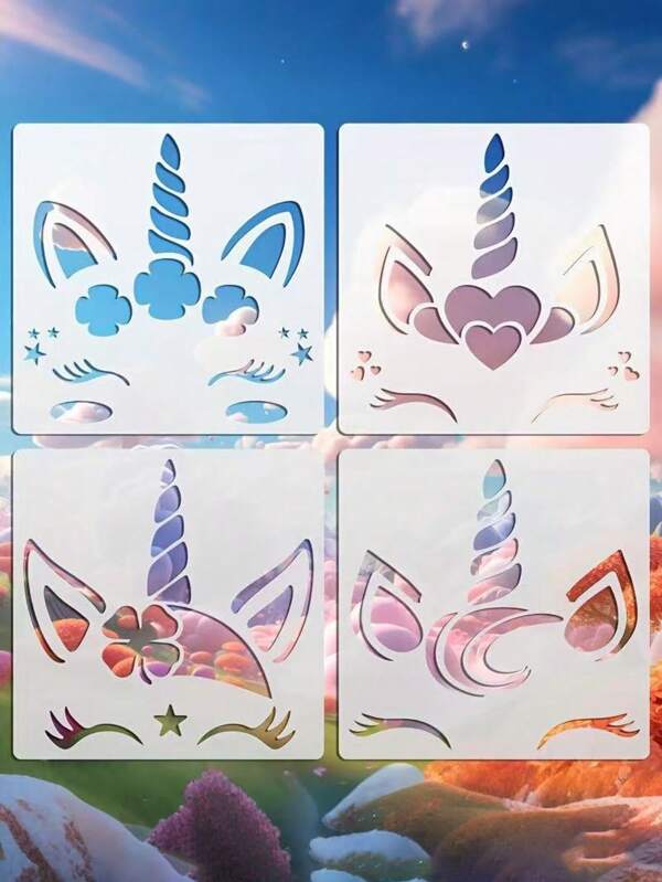 Piezas de plantillas de unicornio, 14.99 cm, lavables, flexibles, reutilizables, plantillas para manualidades como scrapbooking, papel, pintura, marcos de fotos, arte textil, manualidades DIY, paredes, madera y talla grande, de vuelta a la escuela, útiles escolares