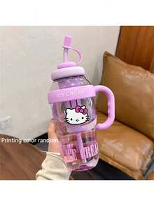 Sanrio三丽鸥1PC KT运动吸管水瓶-大容量冰王杯高颜值女生大号，适合户外、办公室、露营、居家和学校-大容量KT设计