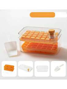1 Set A Key To Take Off The Mold Ice Compartment Ice Storage Box Double Layer Press Ice Box Single Square Ice Cube Mold Household Storage Box