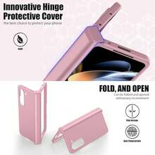 keshengtai 1件裝糖果色轉軸全包覆手機殼，適用於 Galaxy Z Fold 8 Ultra 7 6 5 4 3 5G - 粉色 - 查看 5