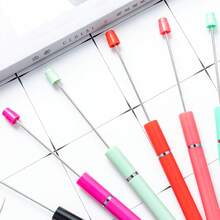 20支马卡龙色细长杆圆珠笔，颜色随机，DIY工艺品用品文具，硅胶珠装饰，节日礼盒