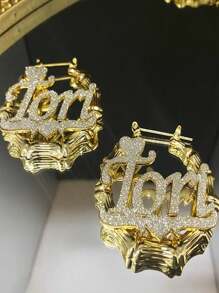 Boucles d'oreilles créoles en bambou avec strass en forme de cœur et de couronne - bijoux femme bohème et hippie personnalisés en acier inoxydable - parfait pour le mariage, la Saint-Valentin, la Fête des Mères, boucles d'oreilles mignonnes, dorées, , colorées, vintage, simples, unisexes, casual, mignons, personnalisées, uniques, cadeaux idéaux pour lui, cadeaux idéaux pour elle, petite amie, petit ami, papa, maman, famille, amis, pour les anniversaires, pour les graduations, pour le bal