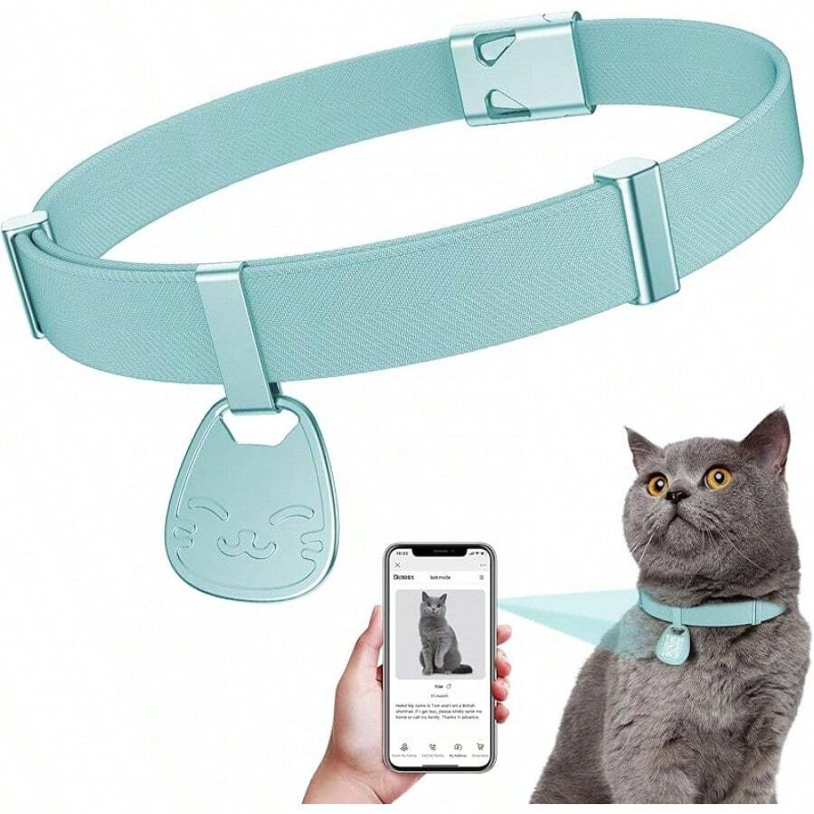 Separate Cat Collars With Name Tags: Suitable For Both Male And Female Cats, Super Soft And Adjustable Elasticity (6 "-12") Cat Collars With Separate Safety Buckles, Kitten Collars With QR Code ID Tags - Mint Green - View 1