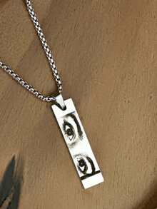 1件定制简约个性化雕刻眼睛照片项链 不锈钢定制眼睛项链 宠物纪念项链 定制礼物眼睛项链 朋友项链 手工项链 定制项链 周年纪念礼物 个性化礼物 母亲节礼物 女友礼物 简约项链 生日礼物 结婚礼物 纪念礼物 定制雕刻眼睛项链，黑色、银色、金色，时尚、彩色、复古、简约、男女皆宜、休闲、可爱、定制、永恒之爱 - 照片項鍊 - 查看 5