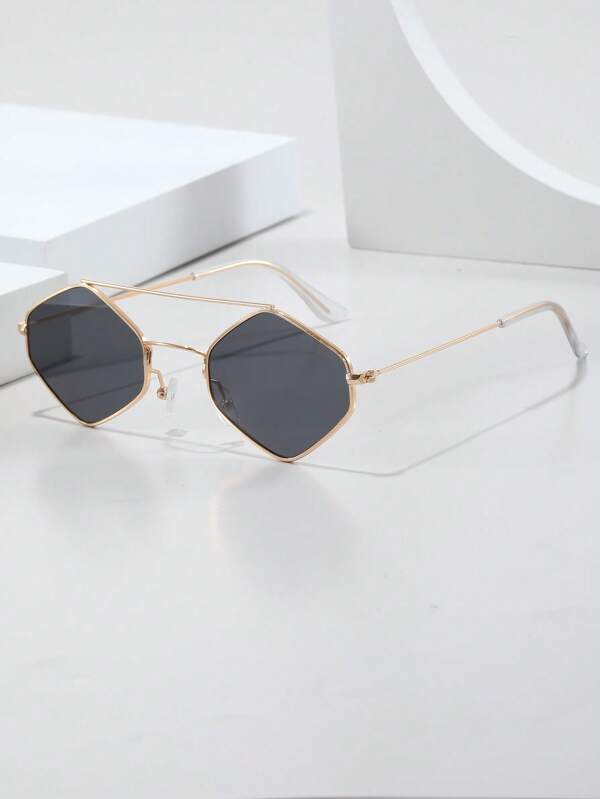 Gafas de moda con diseño de hexágono, diseño sólido y retro de policarbonato (PC), personalizadas a juego para fotografía de vanguardia de doble marco