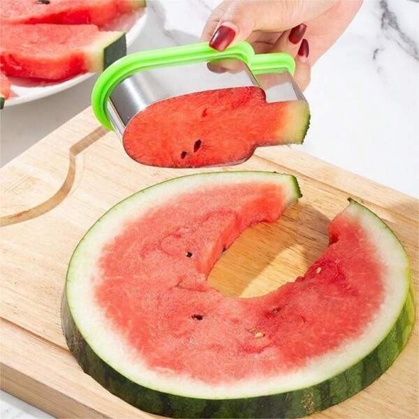 Praktischer multifunktionaler Edelstahl Wassermelonen Scheibenschneider, Popsicle-förmige Form, Frucht/Melonen Teilungsgerät