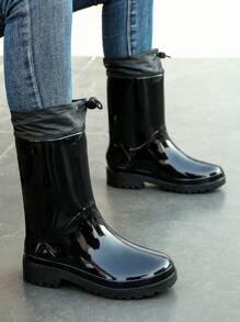 Damen Gummisohle Regenstiefel bis zur Wade - wasserdicht rutschfest Outdoor Arbeitsschuhe mit Gummizug Basis Stil