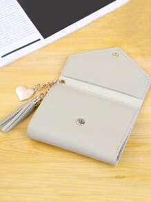 Portefeuille décoratif à pompon mignon, portefeuille multifonction  pour femmes. Petit portefeuille, porte-monnaie, porte-cartes, sac enveloppe pour femmes