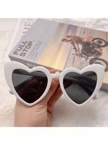 1pc Red Heart-Shaped Beach Fashion Glasses Suitable For Women For Party Photos