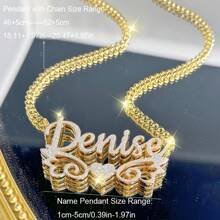 Personalisierte zweischichtige glänzende Namenskette - Edelstahl 3D-herzförmiger Anhänger mit Strass, personalisierter matter Buchstaben Schmuck Geschenk für sie, Mutter, Jahrestag, Muttertag, Hochzeitsaccessoires | Vergoldete Kette