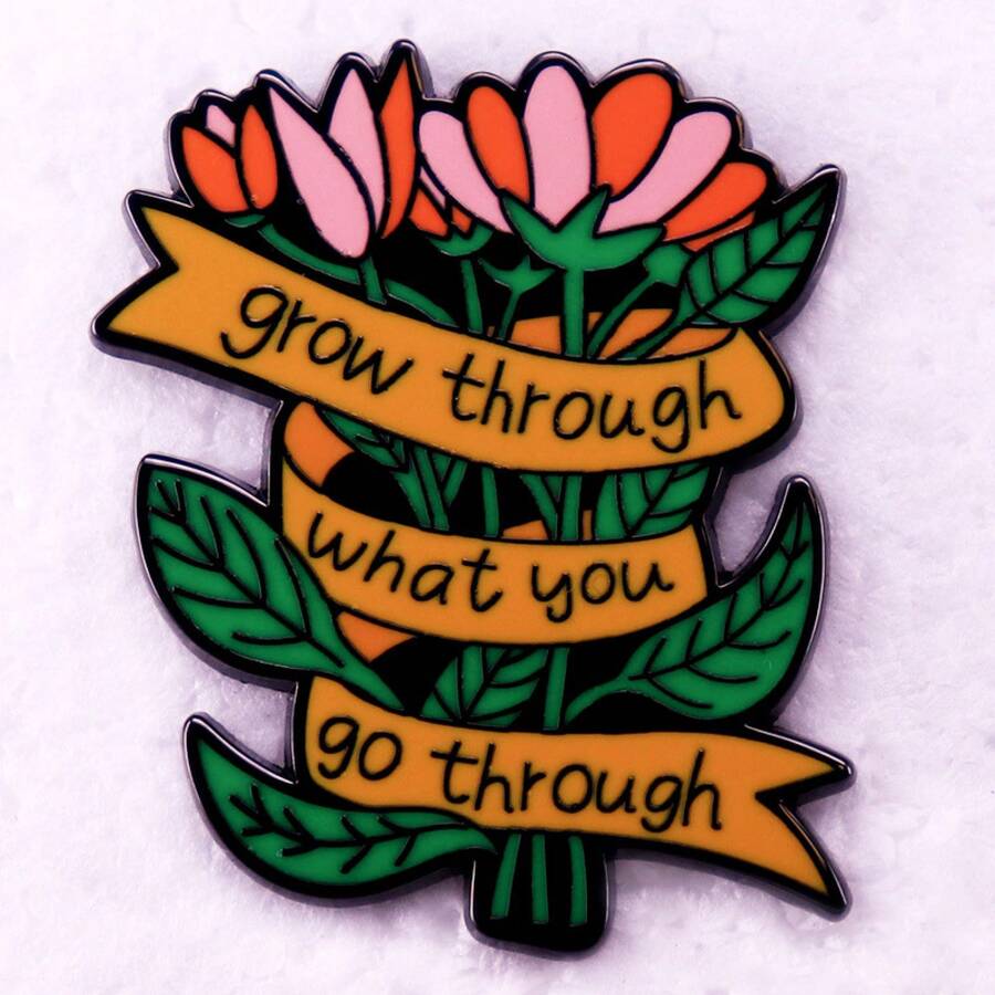 Flower Bouquet Quote Brooch Peripheral Accessories Badge - Multicolor - View 1