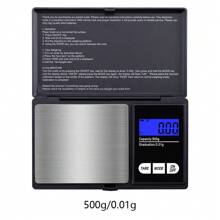 Báscula de joyería inteligente de 0,01 g - Cubierta de protección abatible, mini portátil, función de tara con un solo botón, escala electrónica con conversión de unidades, báscula de cocina, plataforma de acero inoxidable, pesaje preciso, báscula portátil de gramos para joyería, laboratorio, dormitorio, repostería, multifuncional (sin incluir batería) De vuelta a clases