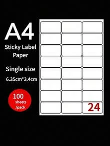 Etiquetas autoadhesivas de dirección A4, 24 etiquetas por hoja, 100 hojas, etiqueta individual 63.5 x 33.9mm, 2400 etiquetas - Blanco - Ver 8