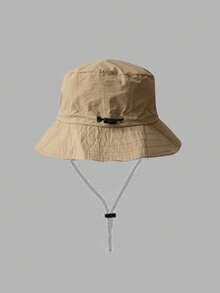 1pc Women/Men Foldable & Packable Bucket Hat, Windproof Drawstring Adjustable Sun Hat, Outdoor Sport Water Resistant Quick-Dry Cap - Multicolor - View 7