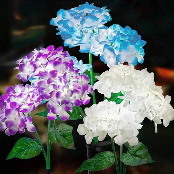 Lâmpada LED Solar Hortênsia para Jardim, Luz Solar para Jardim, Presente de Dia das Mães, Lâmpada Solar para Gramado, Adequada para Jardins, Pátios, Gramados e Caminhos, Iluminação de Jardim, Luzes Noturnas Decorativas