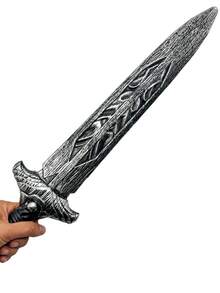 1pc Plastic Roman Toy Sword - Pretend Play , Nordic Knight, Viking And Roman Warrior Costume, Medieval Viking Weapons Knife Sword, Wide Sword For Halloween, Easter Party Decoration Props - Multicolor - View 12